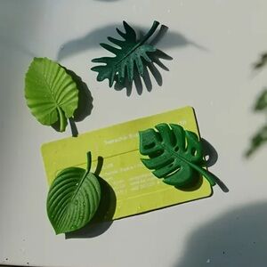 🆕 4 Leaf Fridge Magnets Deep & Light Green Monstera Turtle  Healthy Plant Leaves